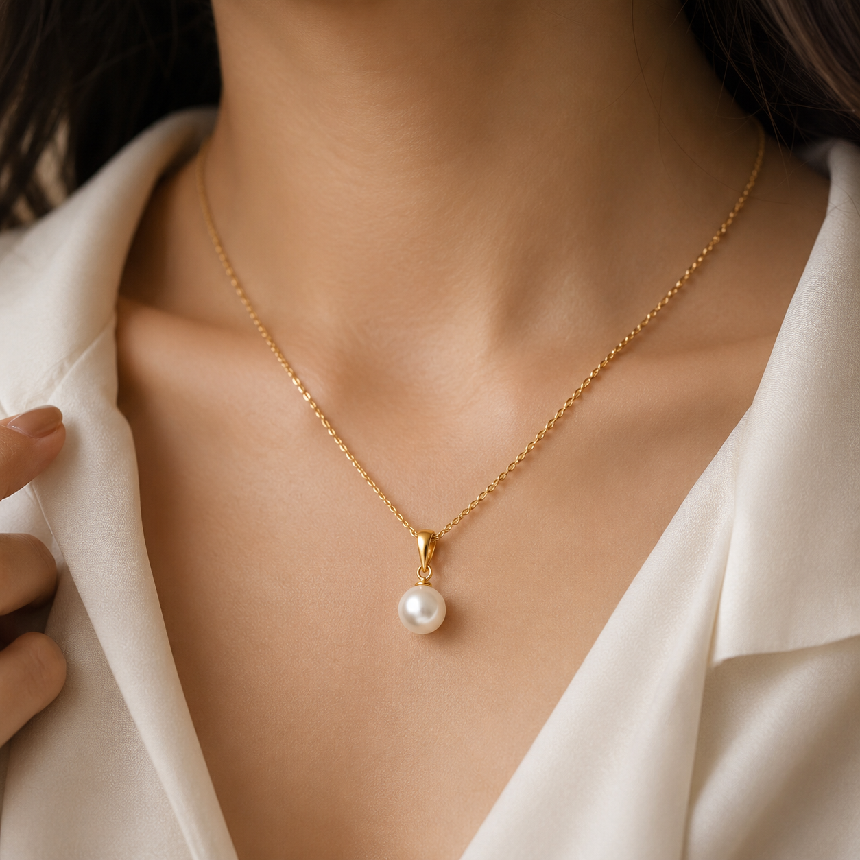 Pearl Drop Pendant Necklace - Image 4