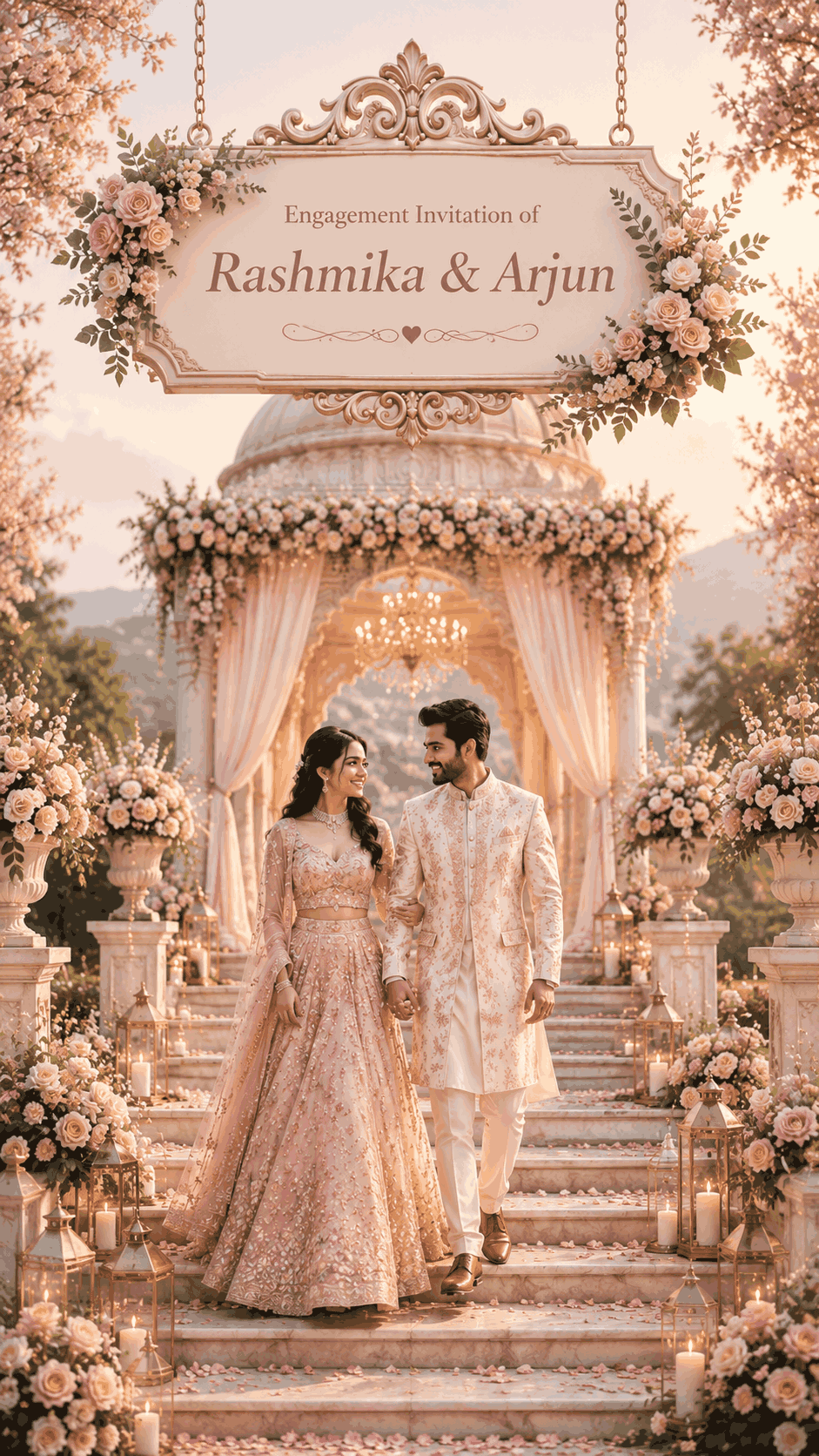 Floral pastel wedding invitation website template featuring romantic floral aesthetics